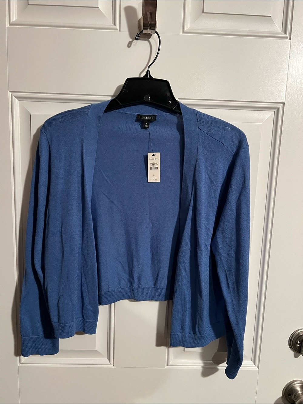 Talbots Blue Open-Front Cropped Cardigan